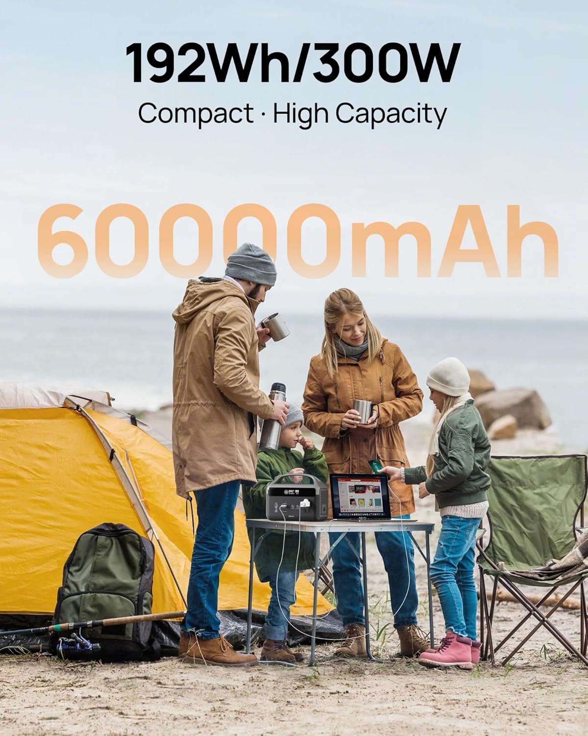 Portable Power Station with Foldable Solar Panels 40w, DaranEner 300w Lifepo4 Battery 60W USB-C Pd, 192Wh Fast Recharge Home Backup Power Bank, Lightweight Solar Generator for Camping, Outdoor Travel