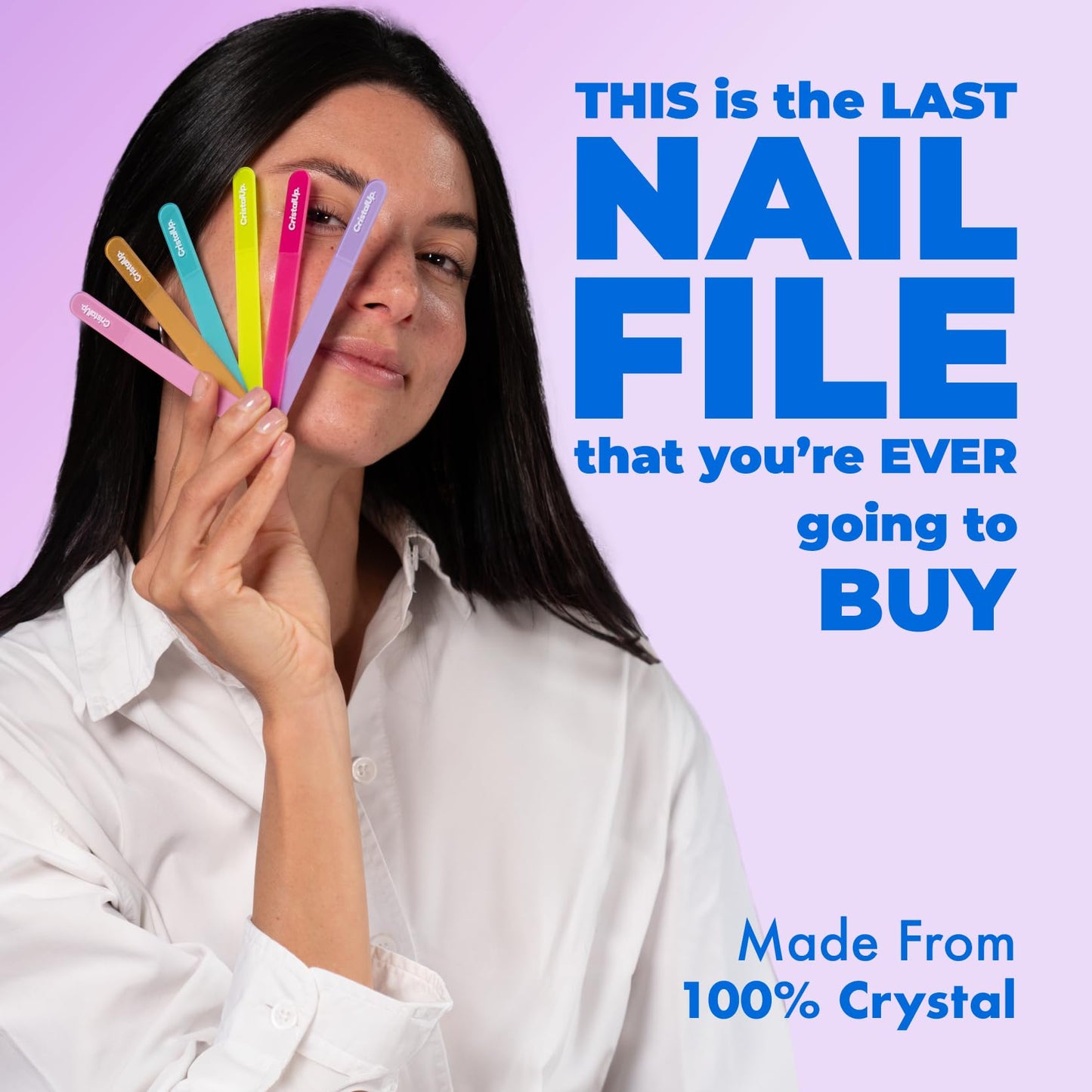 CristalUp Glass Nail File Set 2 Pack, Crystal Nail Files 5.3 in and 3.5 in, Durable Gentle Nail Care for Manicure and Pedicure, Home Office and Travel Use