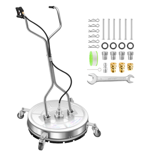 LidoDola 30'' Pressure Washer Surface Cleaner with 4 Wheels - Stainless Steel Surface Cleaner for Pressure Washer Attachment for Concrete, Driveway, Patio, Sidewalk, Deck and Driveways