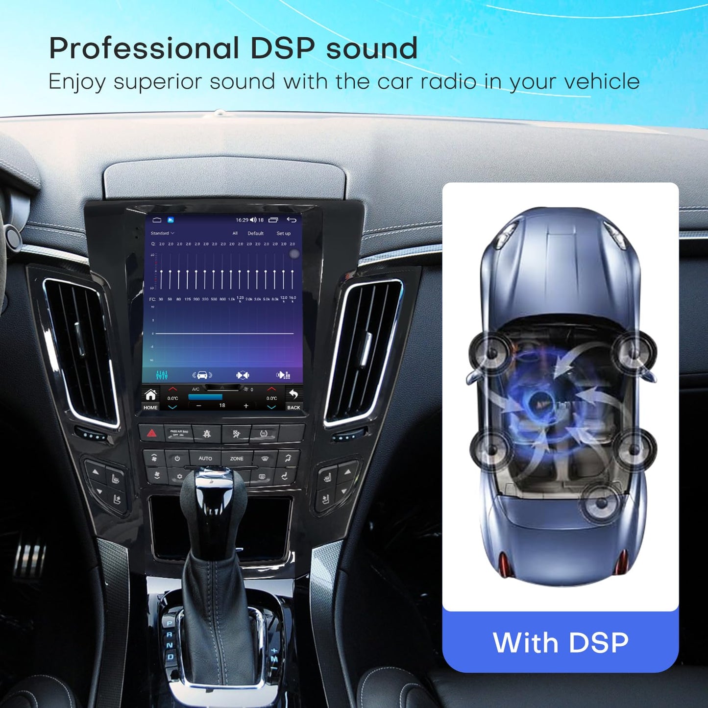 Car Radio for Cadillac CTS 2008-2012 Stereo Replacement Upgrade Carplay Android Auto Vertical Touch Screen Tesla Style with DSP in Dash Headunit Multimedia Player Audio Voice Control (Black)