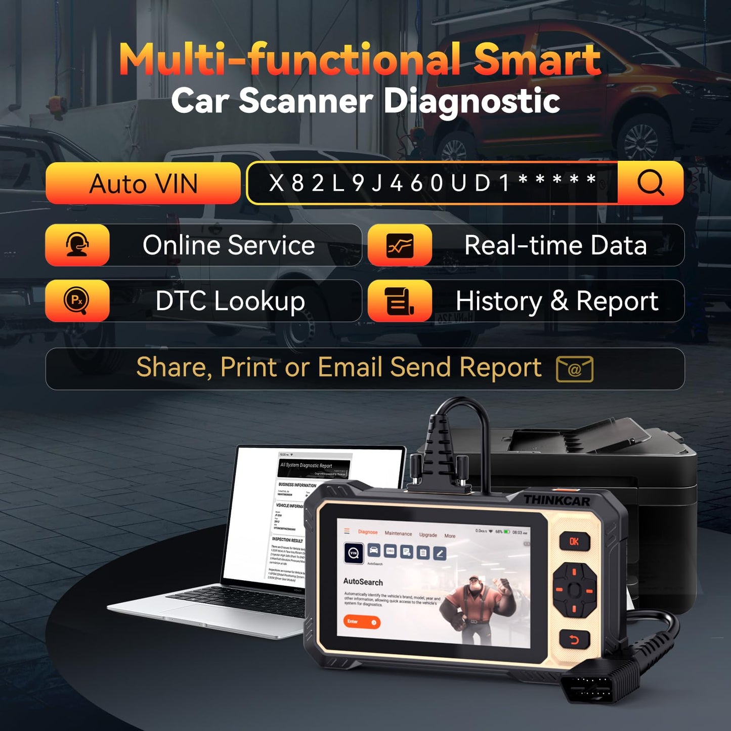 THINKCAR THINKSCAN 662 OBD2 Scanner,Car Diagnostic Tool with Bidirectional Active Test,Car Scanner Engine ABS SRS Transmission,Scanner for Car with 12 Reset,CAN FD & FCA SGW,Lifetime Free Update