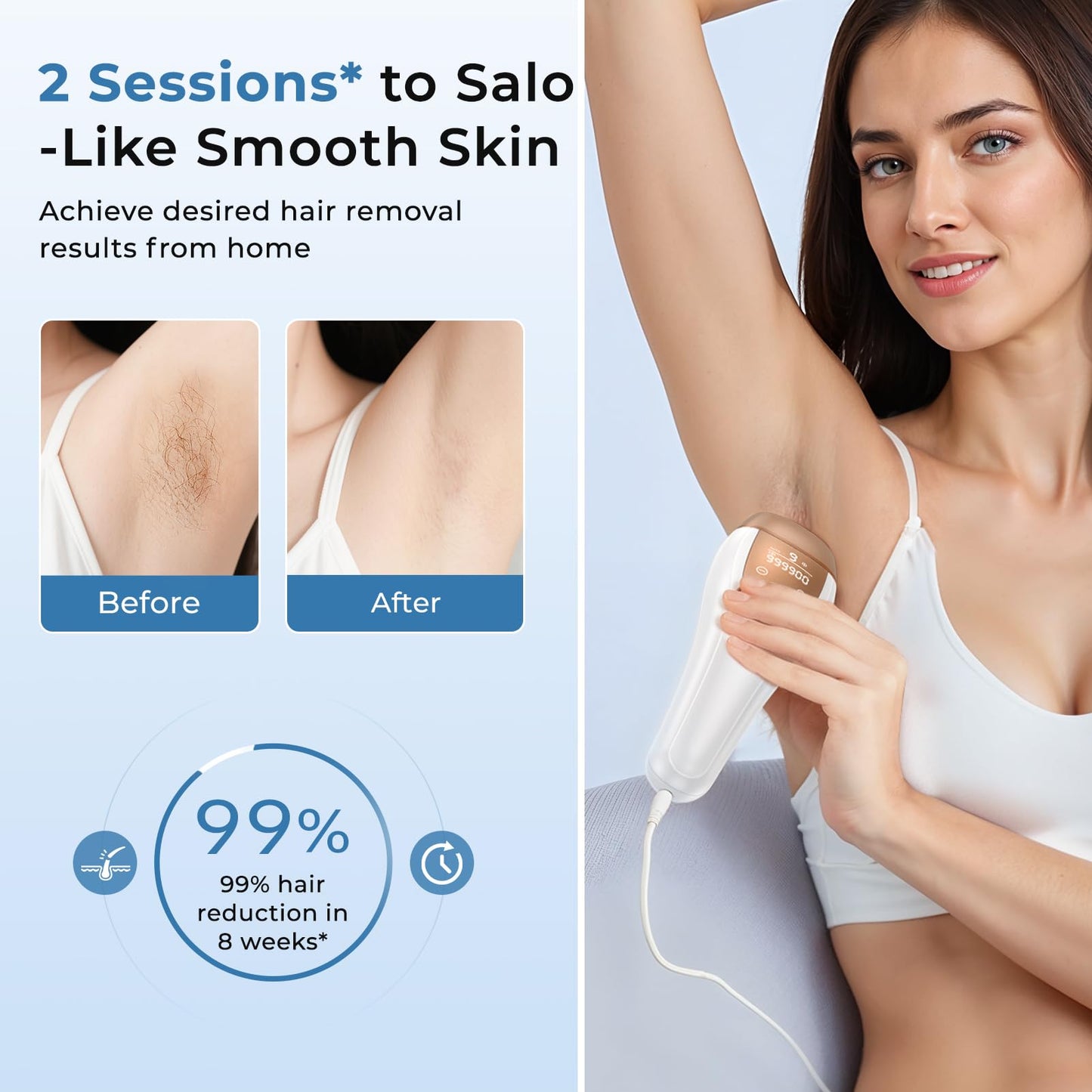 ZAIRUZ Ice Cool Laser Hair Removal for Women & Men, 9-Level Permanent Painless IPL Hair Remover Device for Body Face Legs Armpits Bikini Line, At-Home Use