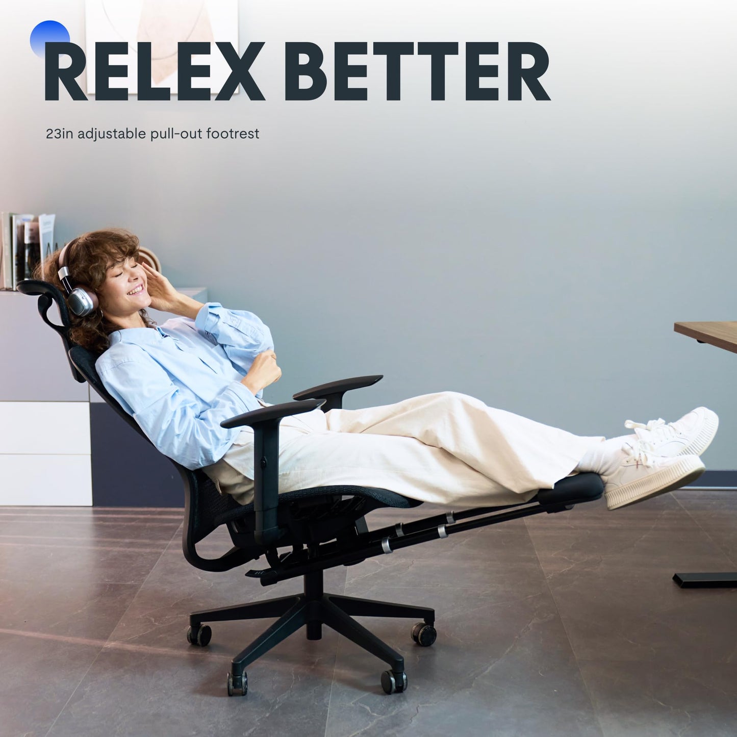 FLEXISPOT OC3 Air Ergonomic Office Chair with Footrest, Mesh Back Computer Chair, Home Office Desk Chairs, with Adjustable Lumbar Support/3D Headrest/Reliable Base, Mesh Seat Cushion, Black, Air-F