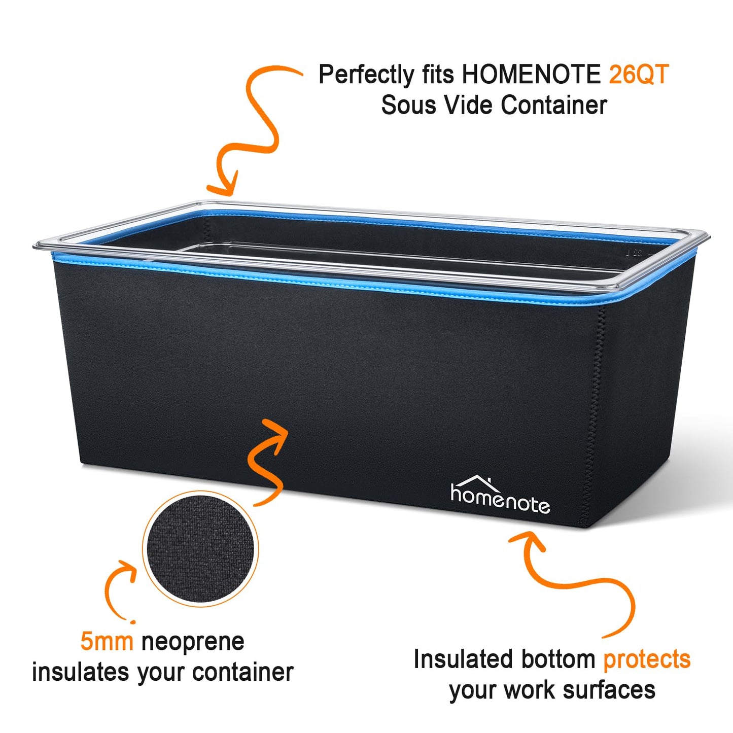 HOMENOTE Large Sous Vide Container 26 Quarts with Lid,Complete Sous Vide Accessories Kit BPA Free,Compatible with Anova and Most Sous Vide Cookers（Comes with 2 Sous Vide Racks and Insulating Sleeve）