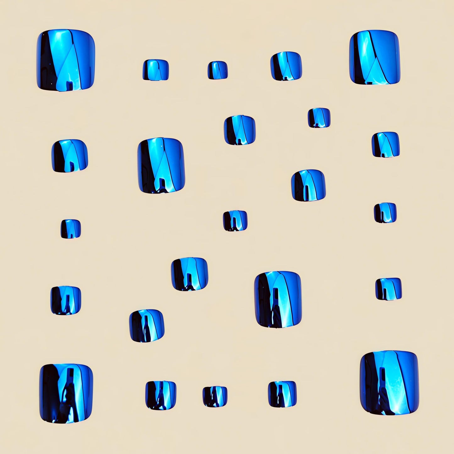 Electroplating Klein Blue Press on Toes Nails Square Fake Toe Nails with Chrome Plated Designs Full Cover Royal Blue Metallic Mirror Acrylic Toe Toenails for Women Girls Summer Daily Wearable 24Pcs