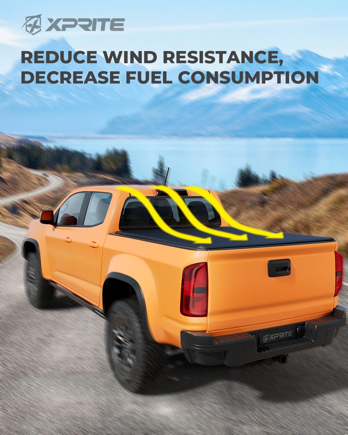 Xprite FRP Soft Folding Truck Bed Tonneau Cover Compatible with Chevrolet Colorado/GMC Canyon 2015 2016 2017 2018 2019 2020 2021 2022 2023 2024 2025 2026 Chevy Colorado Bed Cover 5.2FT (62")
