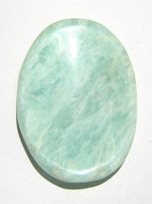 crystalmiracle Beautiful Amazonite Gemstone Worry Stone Positive Energy Crystal Healing Thumb Stone for Reiki Meditation Feng Shui Gifts for Men Women