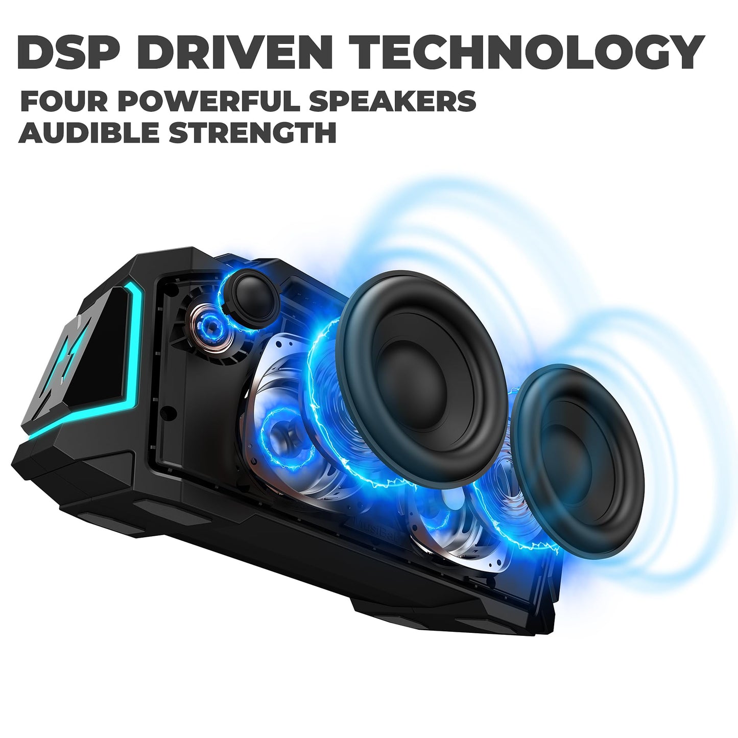 Bluetooth Speaker,Musibaby M1 Portable Bluetooth Speakers:Loud Stereo Sound with Subwoofer,Deep Bass,IPX6 Waterproof,Wireless Speaker with BT5.3,Dual Pairing,24H+ Playtime for Outdoor,Beach(Blk)