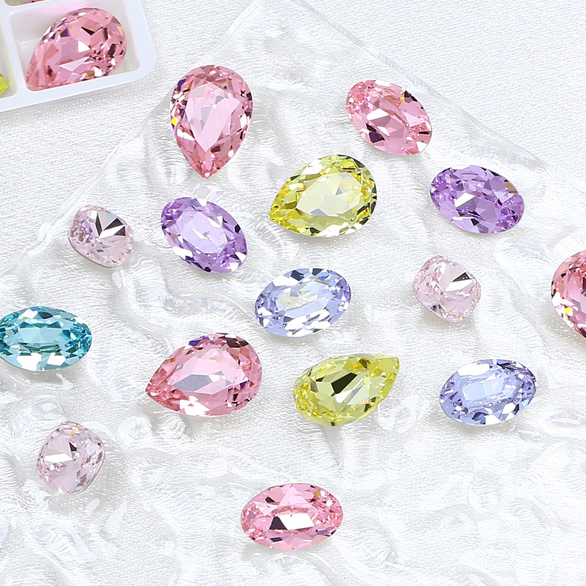 JINJIAO Large Nail Rhinestone,Pointback Mix Shape Nail Charms Mixed Color 3D Nail Art Rhinestone for Nail Art DIY Crafts