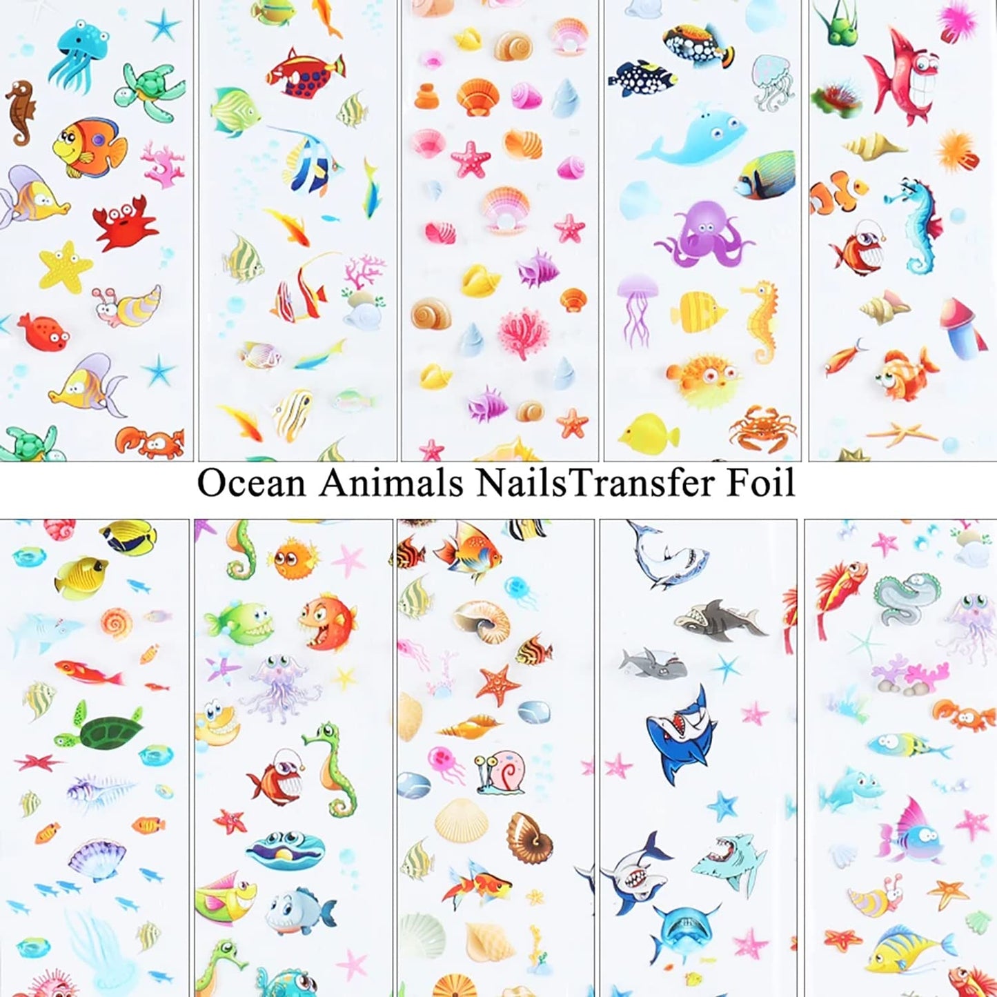 Holographic Sea Animals Nail Foil Stickers, Starry Sky Polish Sheets, Marine Transfer Foils for Women's Manicure, Nail Film Decorations With Glue