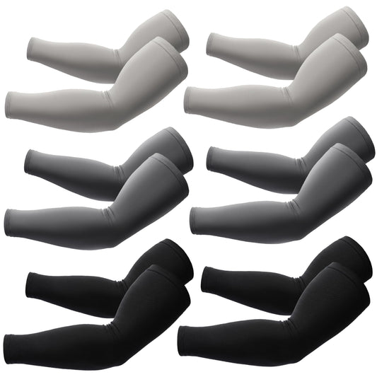 BHYTAKI 6 Pairs Arm Sleeves, Compression Arm Sleeves for Men Women,UPF50 UV Sun Protection Cooling Sleeves for Work Sport Tattoo Cover Up