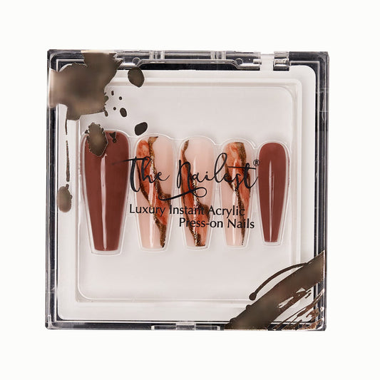 The Nailest - Instant Luxury Acrylic Press-on Nails-C-curve Long Coffin- Butterscotch