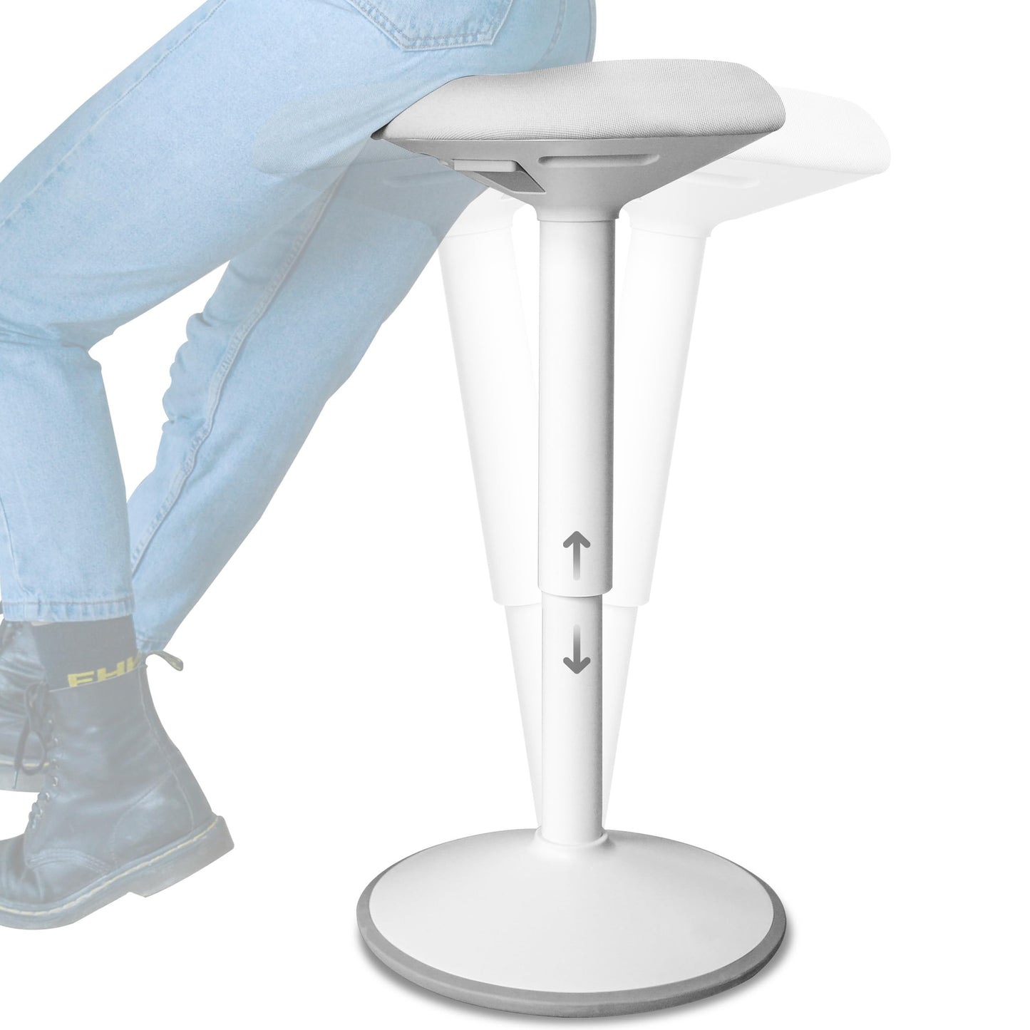 Backerz Standing Desk Stool Chair, Height Adjustable Stool 21-31 inch for Office and Classroom, Swivel Stool, Anti-Slip Bottom Ergonomic Wobble Stool with Rocking Motion, White