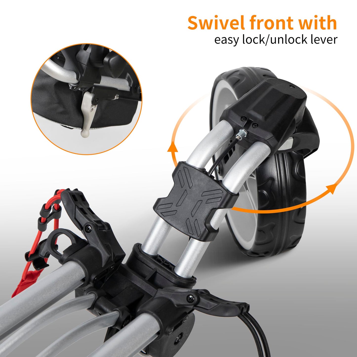 Caddytek CaddyLite Auto+360 Golf Push Cart - 4 Wheel Lightweight Foldable Golf Pushcart with Auto Folding, 360° Swivel Front Wheel, Aluminum Frame, EVA Wheels, Foot Brake, Umbrella & Drink Holder
