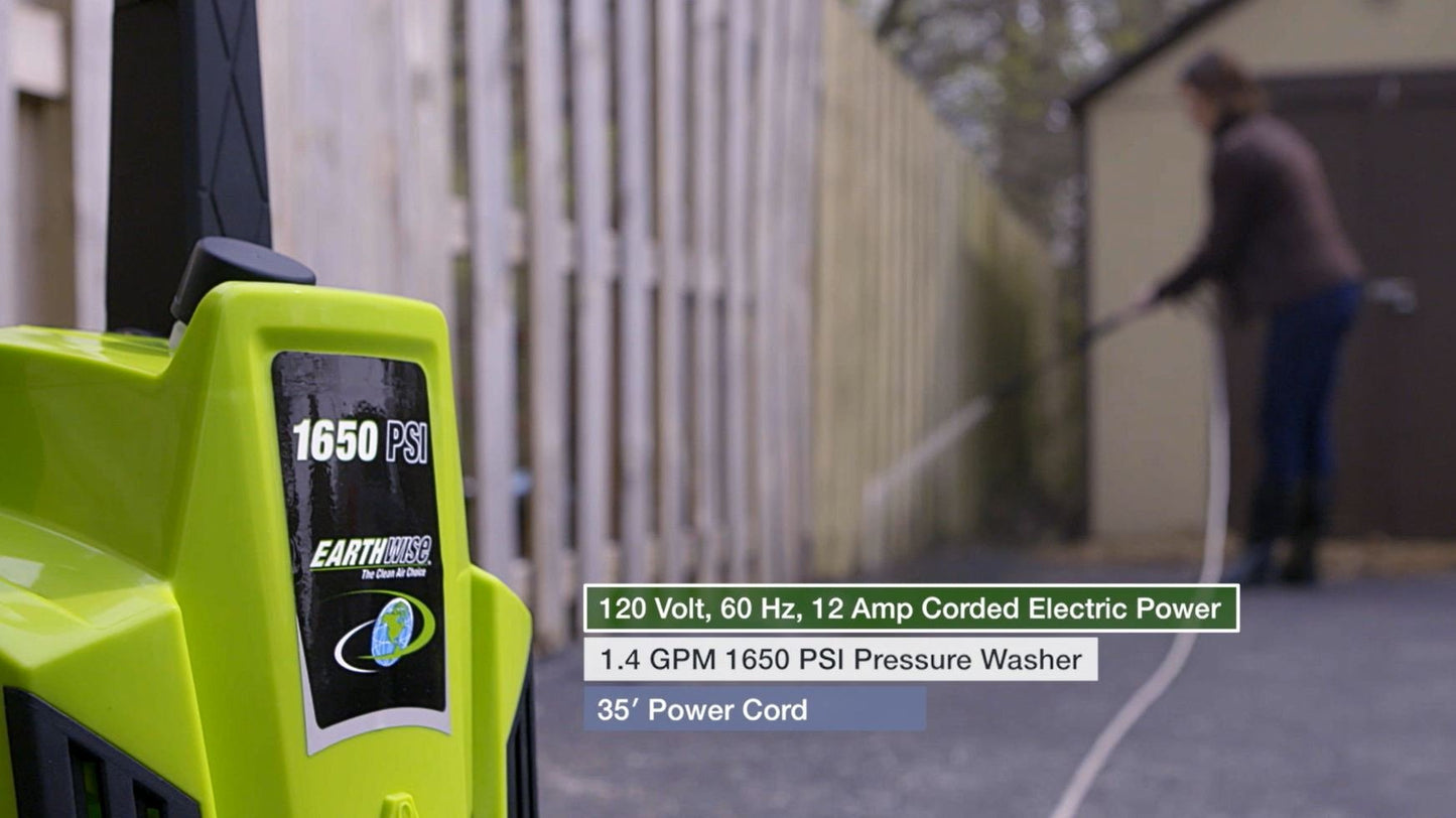 Earthwise PW16503 1650 PSI 1.4 GPM Electric Pressure Washer