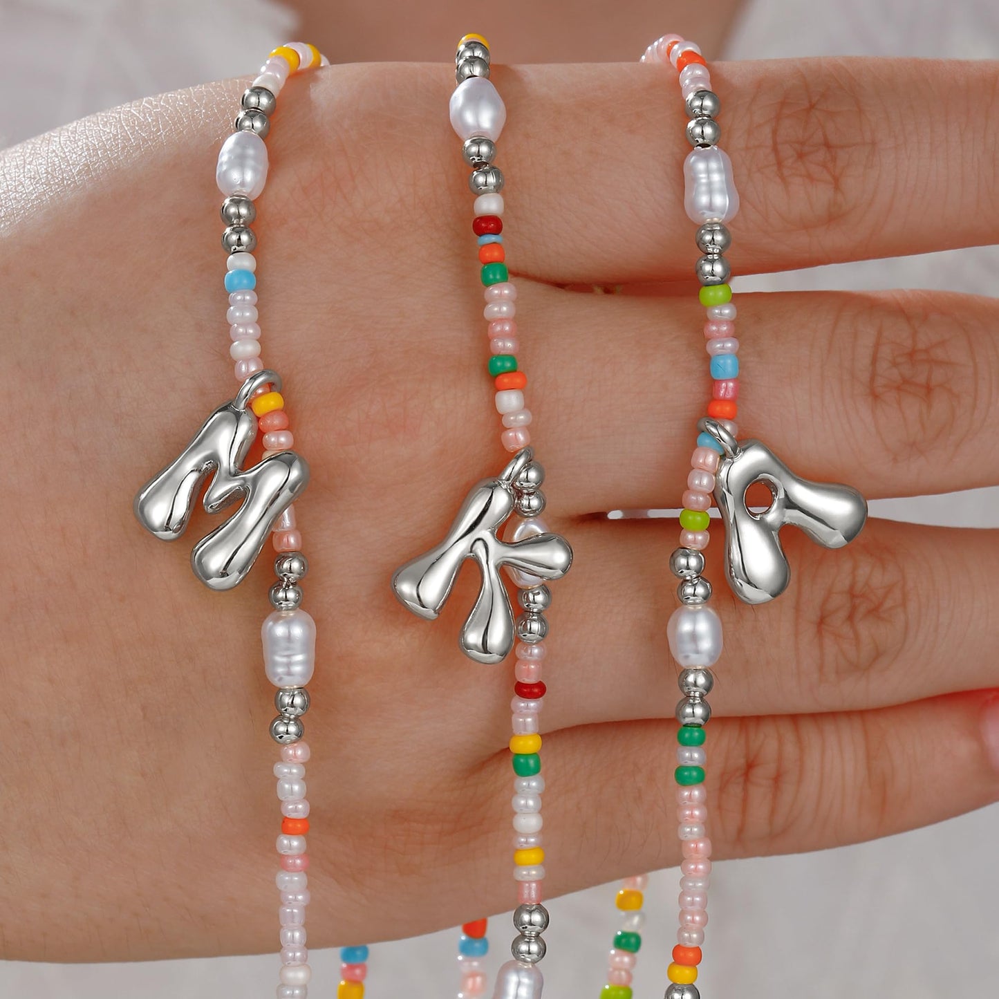Ritach Initial Necklaces for Women Jewelry - Letter V Necklace Colorful Initial Necklaces for Women Beaded Boho Necklace Summer Beach Jewelry