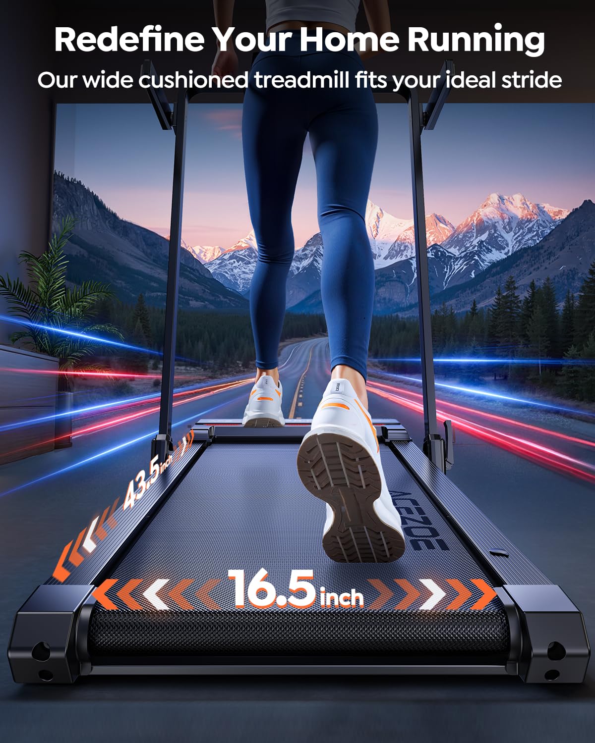 Foldable Walking Pad with 0-15% Auto Incline and Handle Bar, Under Desk Treadmill with 300LBS Weight Capacity, 3.0HP Quiet Treadmills for Home with Speaker, APP & Remote Control-Black Red