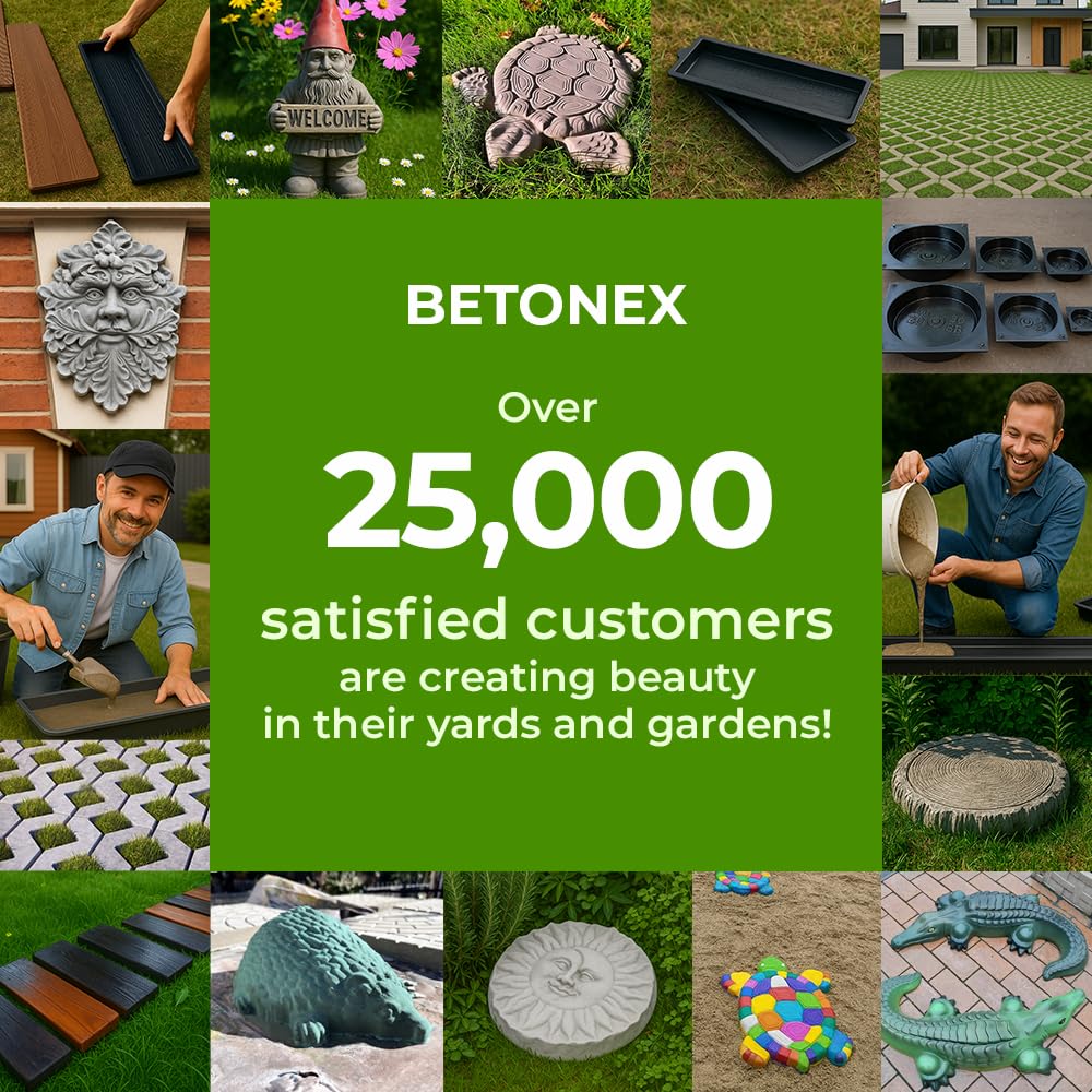 BETONEX Big DIY Precast Concrete Molds 2 pcs Wooden Pavers Cement Paver Mold - Pathmaker ii Mold Hormigon Molde - Paving Stone Molds for Concrete - DIY Stepping Stone Forms