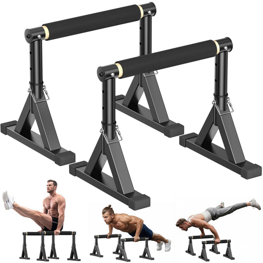 10-14'' Wooden Parallel Bar and Dip Bar with Adjustable Height and Non-Slip Handles, Rock-Free Fitness Equipment for Handstands, L-Sits, Gymnastics and Strength Training for Home Gym, 600lbs Capacity