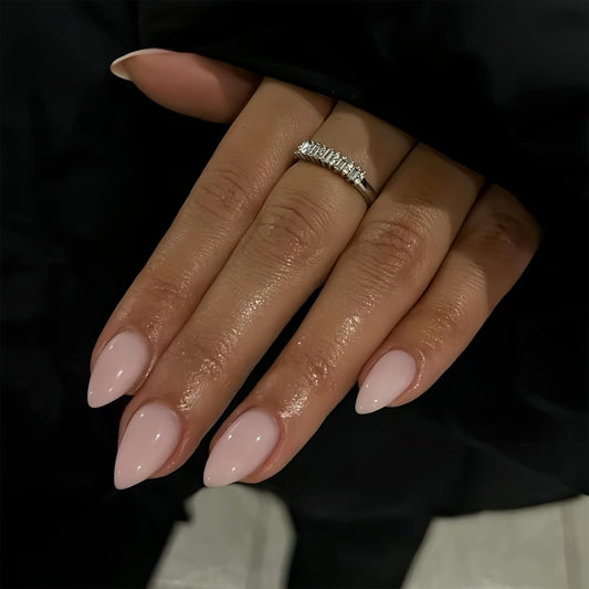 KQueenest Dusty Pink Press on Nails Short Almond - 30 Pcs Fake Nails Glue on, Thick Natural Fit Acrylic Nails, Reusable Salon Quality Stick on Nails for Women, Easy False Nails for Everyday Wear