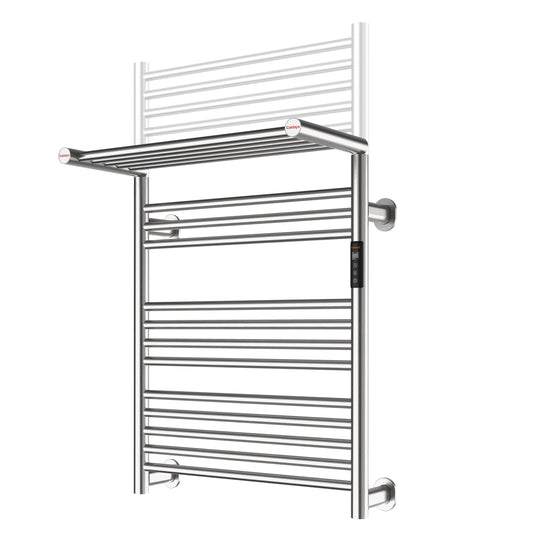 Caldayx High-Density Foldable Heated Towel Rack, Smart Dual-Zone App/Voice Control Towel Warmer Rack, GFCI Plug-in/Hardwired, Wall-Mount, Drill-Free Install, Brushed, CA3-900X550-Ultra-S