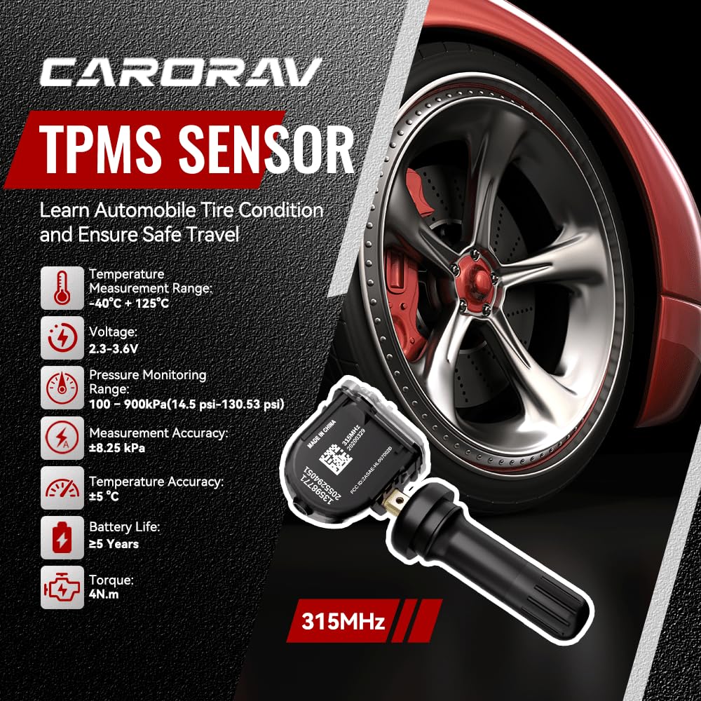 TPMS Sensor GM, Tire Pressure Monitoring System Sensor fit for Buick Chevy Cadillac GMC- Silverado Equinox Tahoe Traverse Replaces 13598771 13598772 13586335 13581558 4-Pack