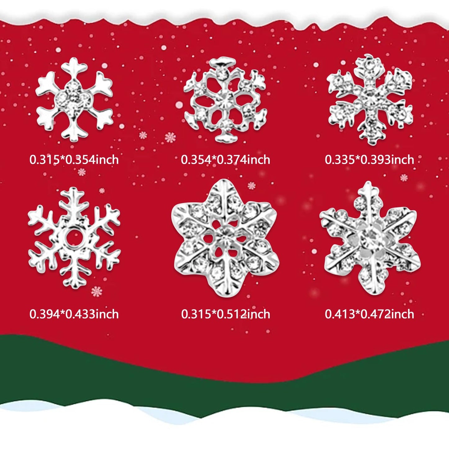 SILPECWEE 36pcs Silver Snowflake Nail Charms Jewels 3D Flat-Back Nail Rhinestone Charms Alloy Christmas Charms for Nails Hollow Nail Studs Nail Art Decoration for DIY Salon Nail Accessories