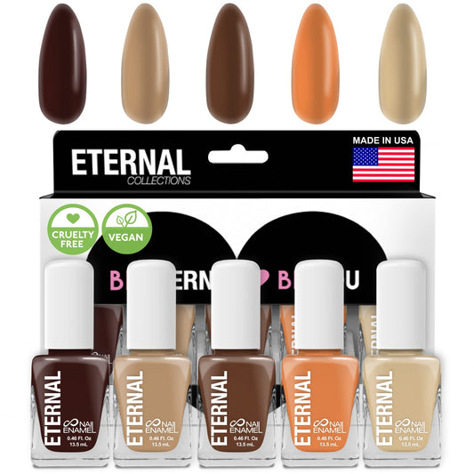 Eternal Nude Nail Polish Set for Women (NUDE OBSESSION) - Brown Nail Polish Set for Girls | Quick Dry & Long Lasting Nail Polish Kit for Home DIY Manicure & Pedicure | Made in USA, 13.5mL (Set of 5)