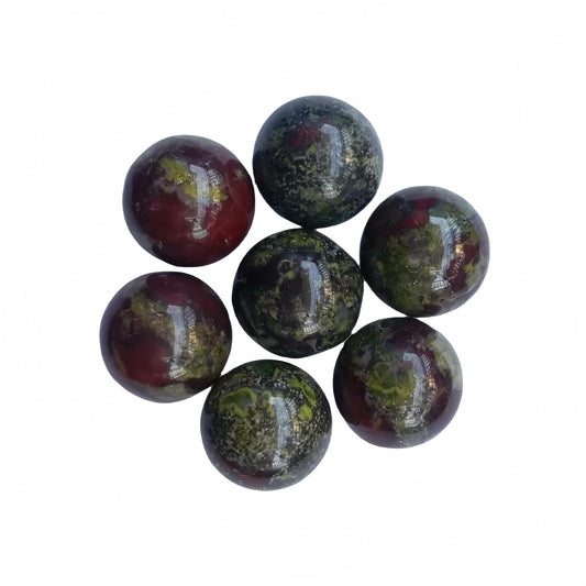 Sunshcat Natural Dragon Blood Jasper 0.78 Inchs Crystals and Healing Stone Ball Set,Home Desktop Feng Shui Array Decoration(7 Pieces) ﻿