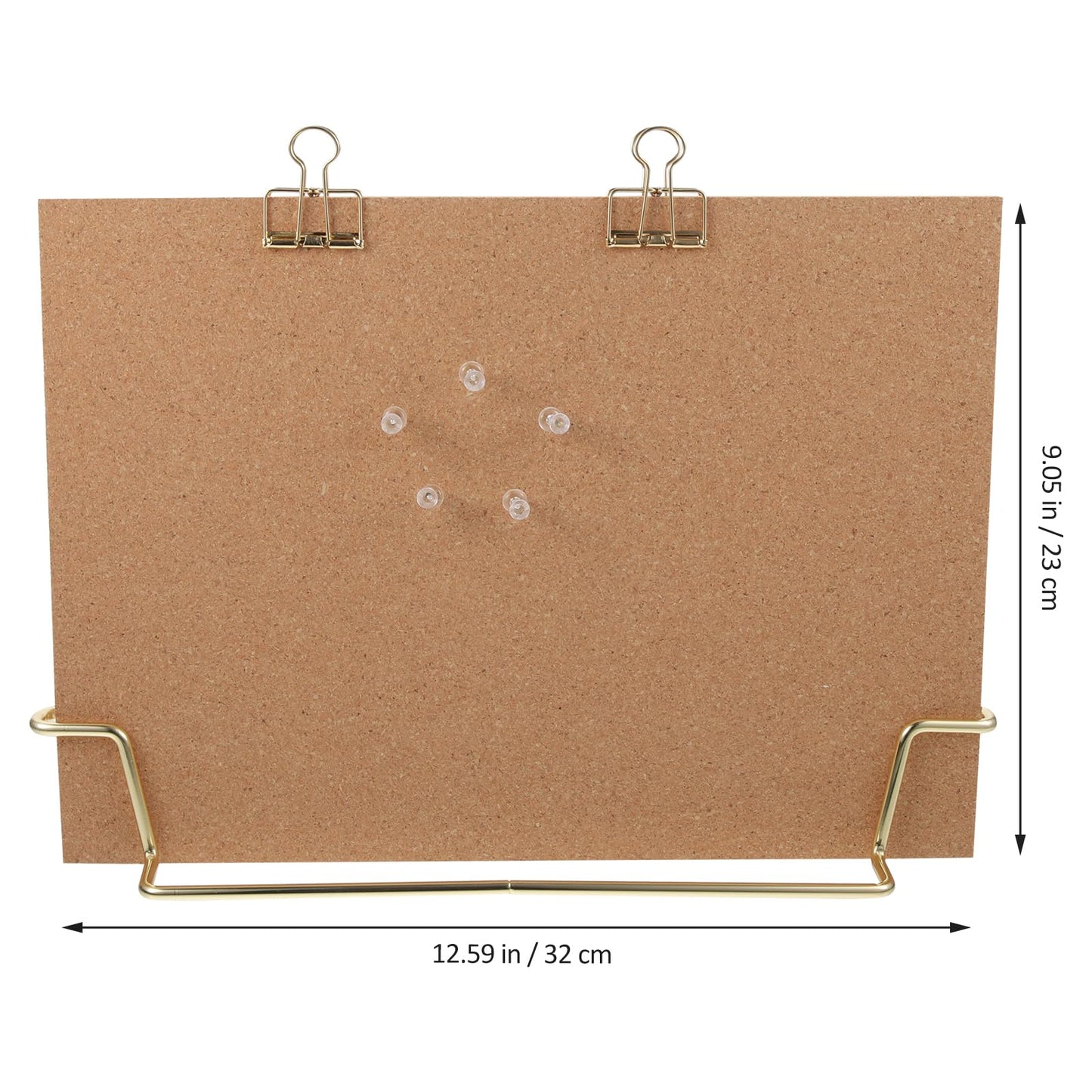 TOYANDONA Cork Board Bulletin Board with Metal Stand, Wooden Pin Notice Message Pin Board Desktop Memo Board for Home Office (Golden Base)