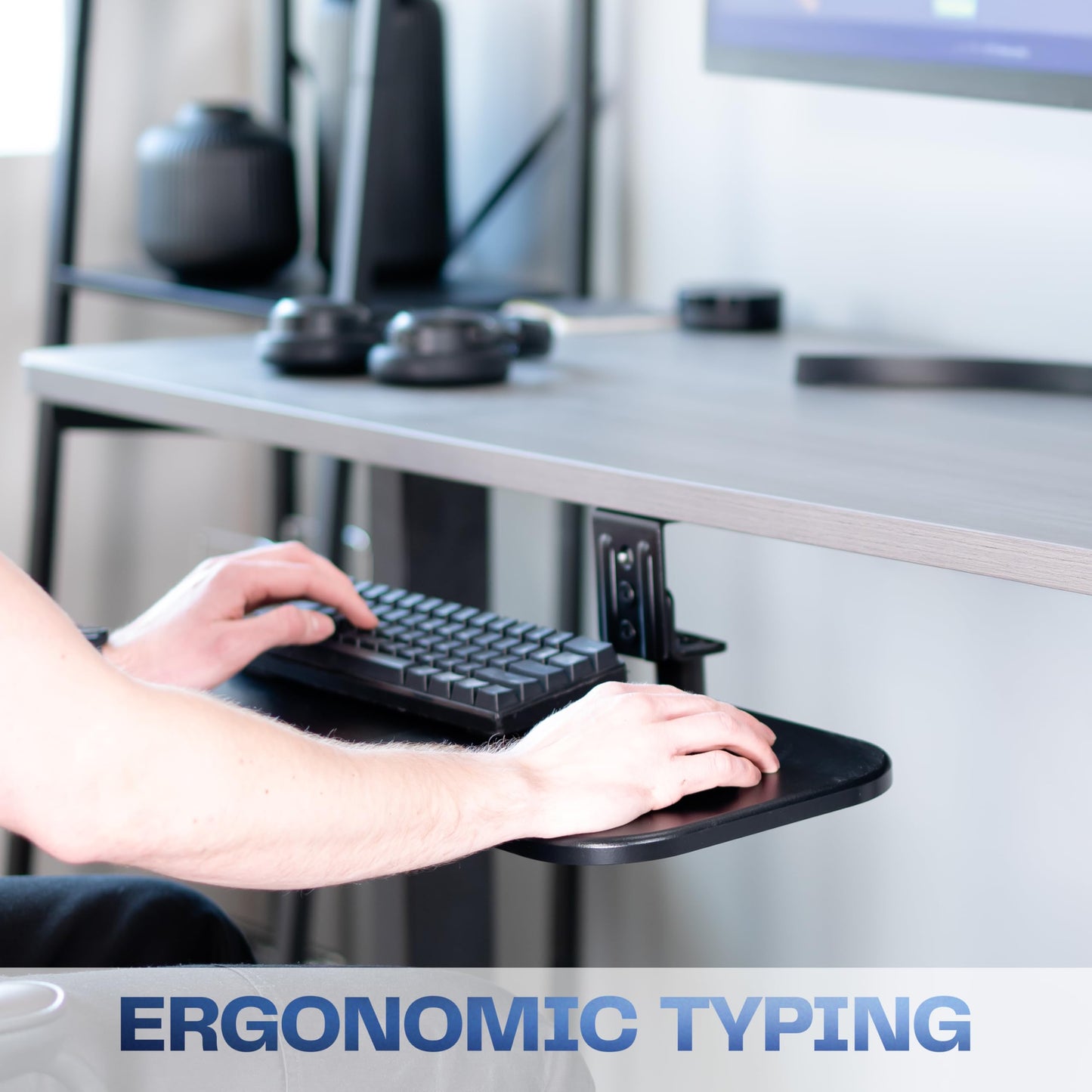 VIVO Under Desk Rotating 23 x 10 inch Computer Keyboard and Mouse Tray, Swiveling Platform, Ergonomic Typing, Black, MOUNT-KB01B