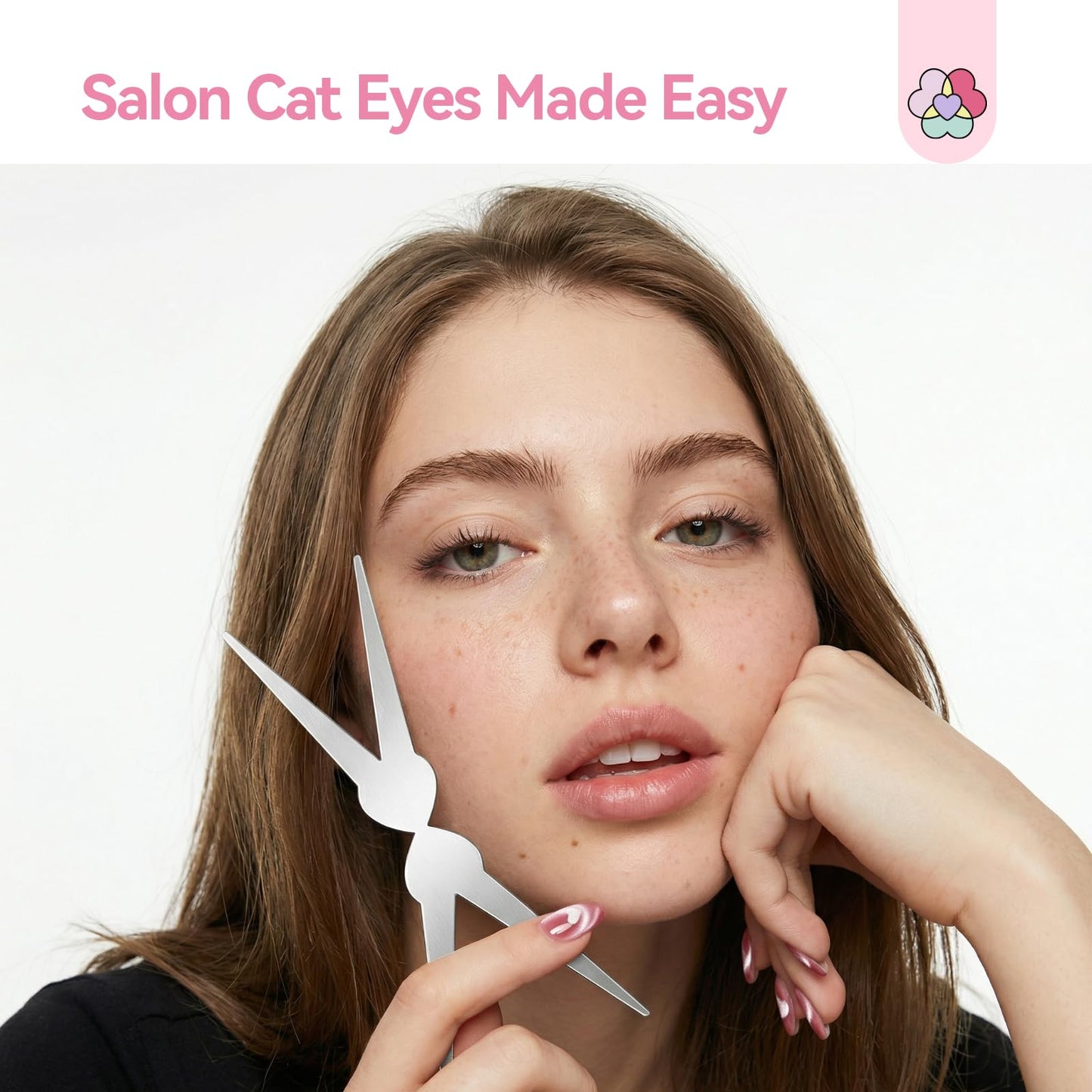 SAVILAND Cat Eye Magnet For Nails: 7 PCS Nail Magnet Guides for CatEye Magnet Gel Nail Polish Scissor-Shaped French Cat-Eye Effect Heart Magnet for Cat Eye Gel Polish Beginners Home Gift