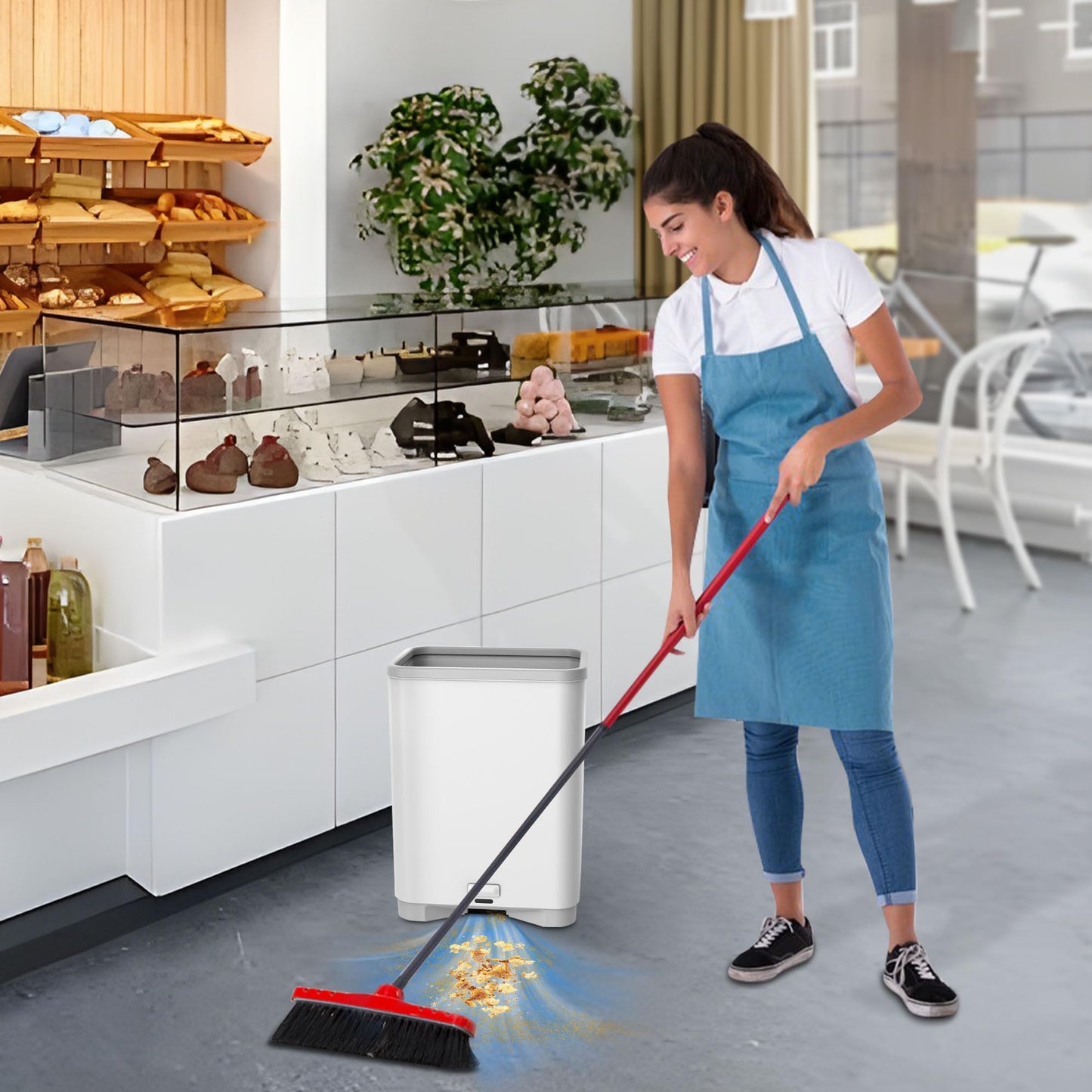 Timnbo Touchless Vacuum Automatic Dustpan Great for Pet Hair/Food Crumbs/Dirt 4000PA Powerful Suction, Hair Vacuum for Salons Automatic Sensors, White Canister Vacuum Cleaner