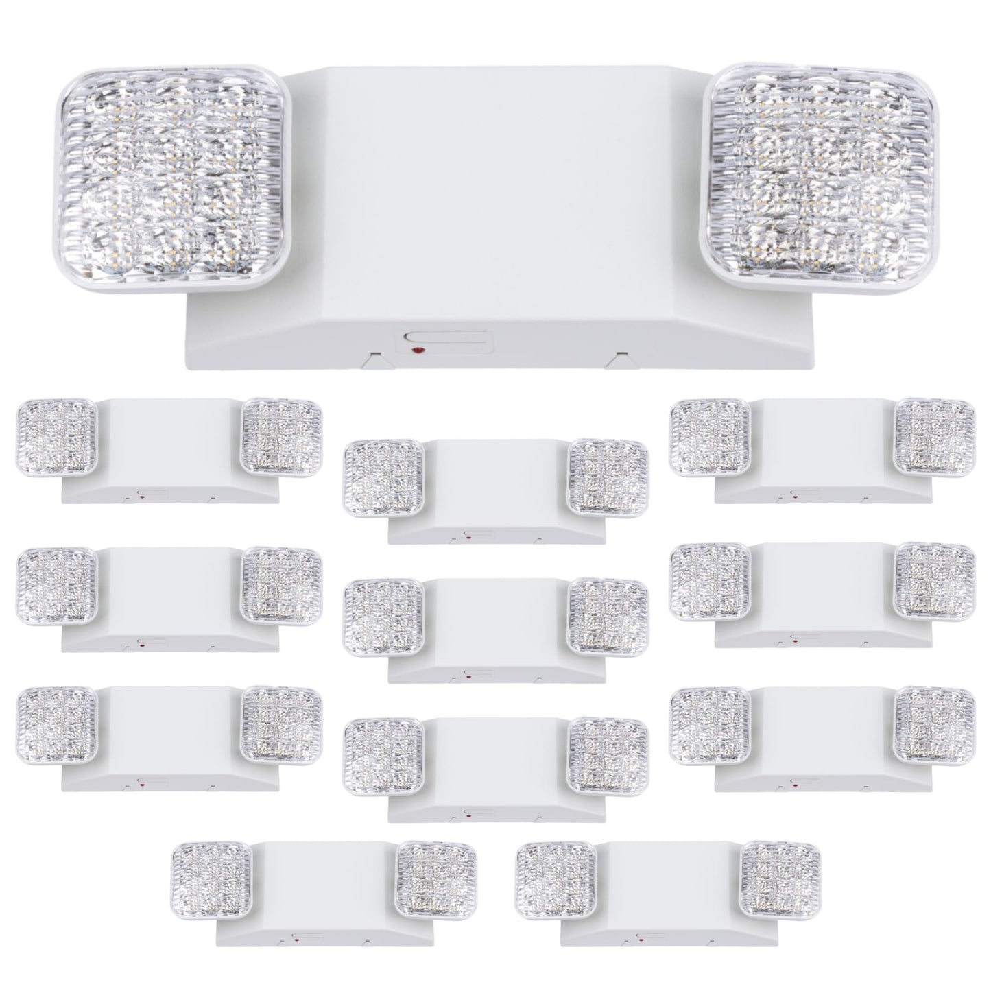 GRUENLICH LED Commercial Emergency Light with Dual Head and Backup Battery, US Standard, AC 120-277V, Hardwired Emergency Light Fixtures for Business Office Power Outages, 12-Pack