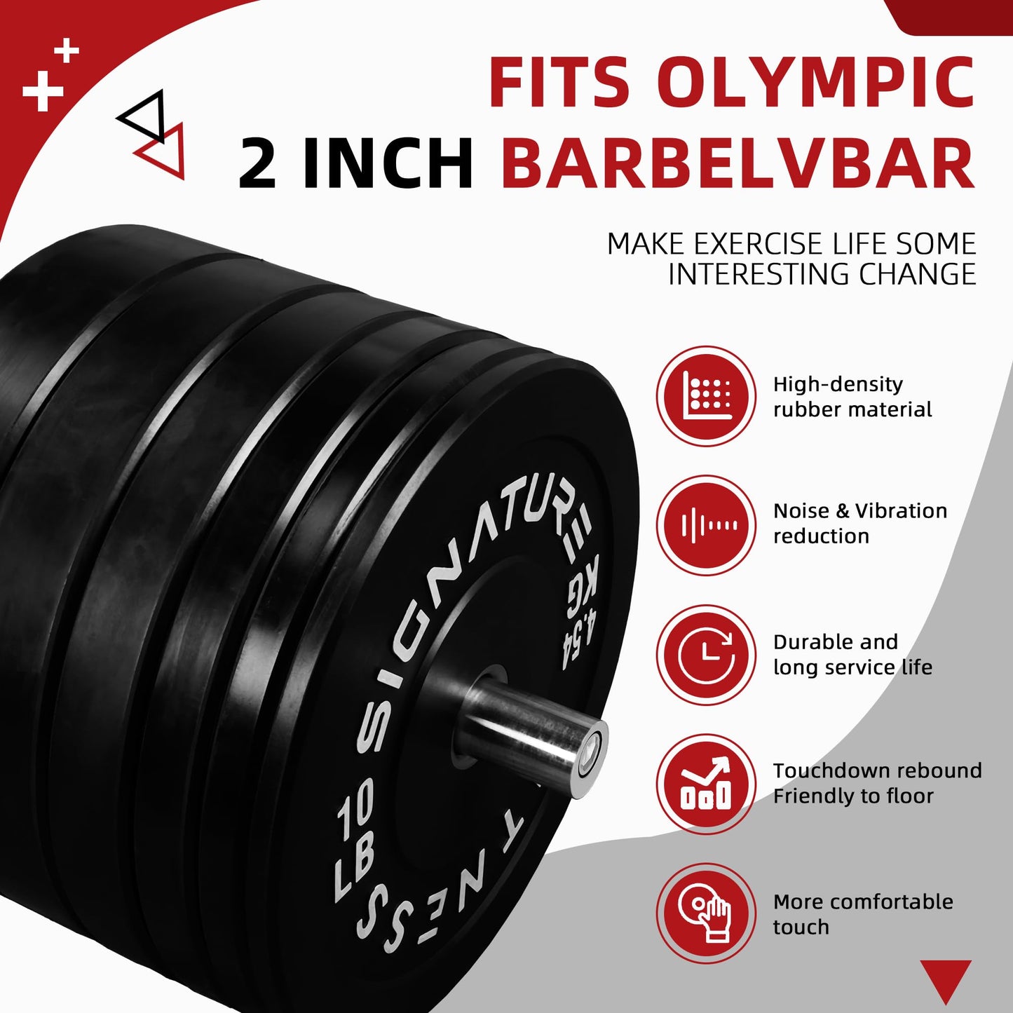 Fitvids 2-Inch Olympic Rubber Weight Plates Sets, Bumper Plates Set with Barbell for Strength Training, 100 Lbs Set, Color
