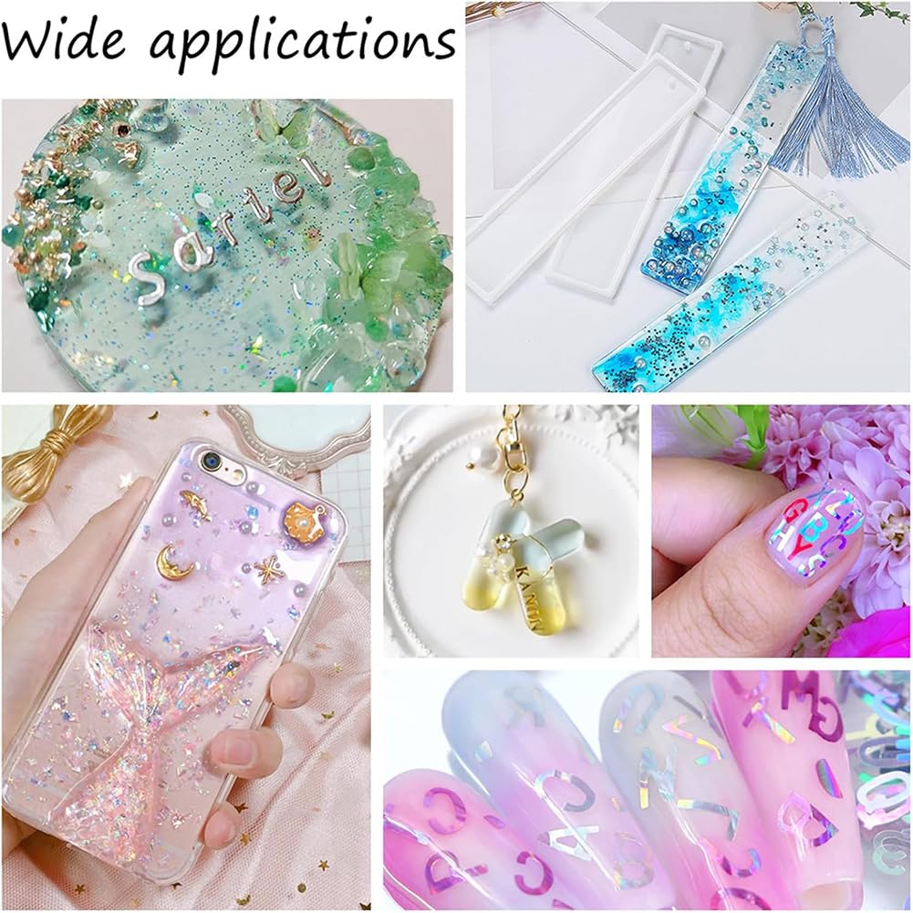 OLYCRAFT 140g Sequins Resin Fillers Alphabet Glitter Letter Sequins Resin Charms Flakes ABS Plastic Beads Resins Filling Accessories Sequin for Nail Art Decorations Nail Glitter and Resins Project