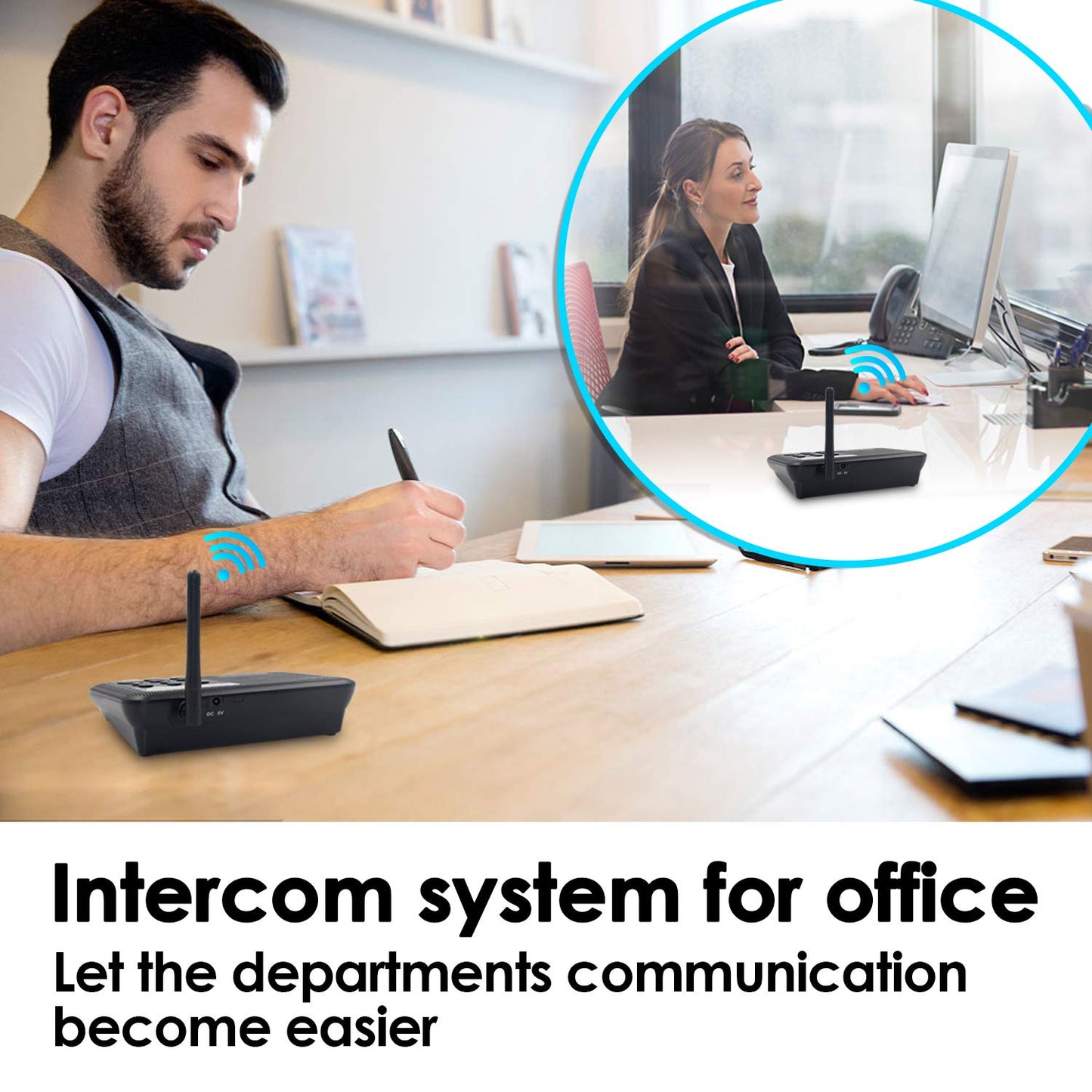 Intercoms Wireless for Home, 5280 Feet Long Range House Intercom System, 10 Channels Intercoms System for Business, Room to Room Intercom System for Elderly, 2 Way Audio Intercom for Office/Classroom
