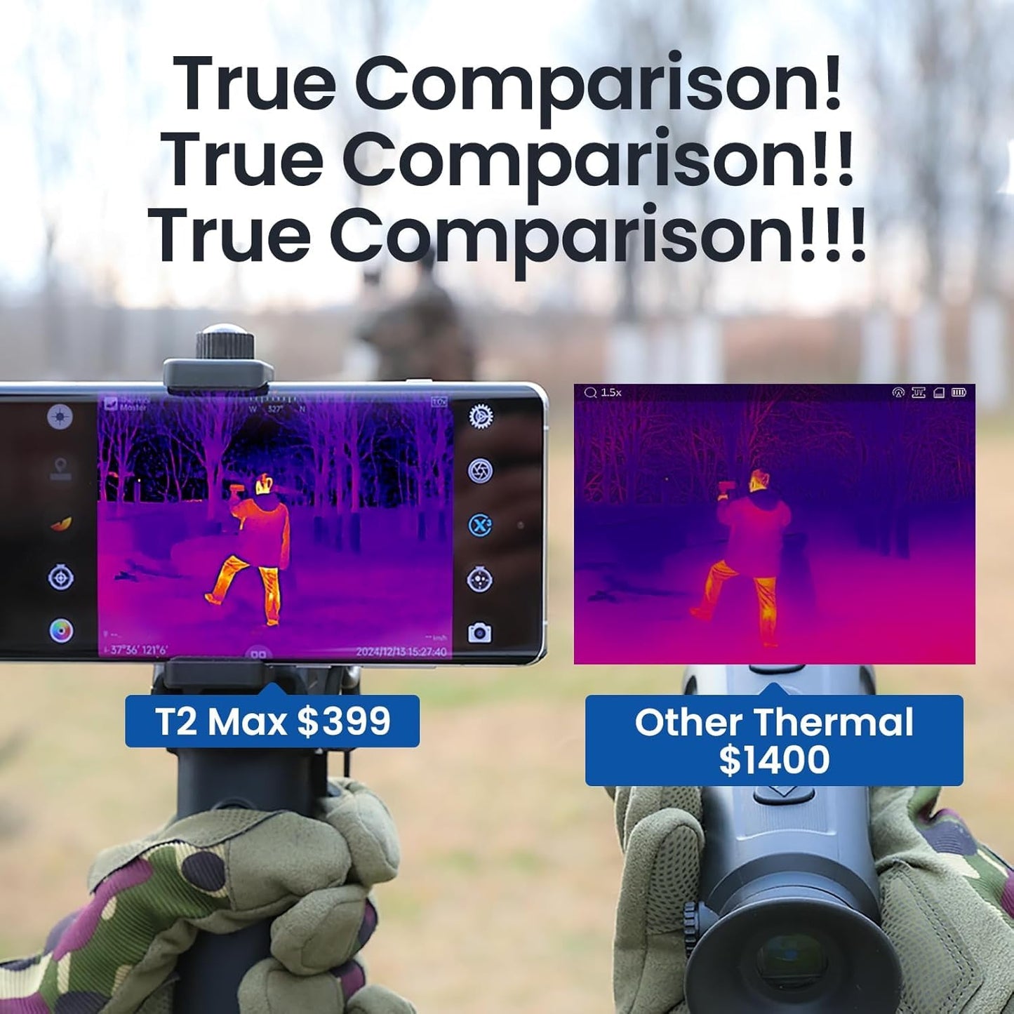 Thermal Master T2 Max - Birdwatching Thermal Camera for Android, 512x384 Super Resolution Thermal Monocular with 50Hz, 15mm Manual Lens, 15x Digital Zoom, 25mK NETD, Wildlife Observation, Black