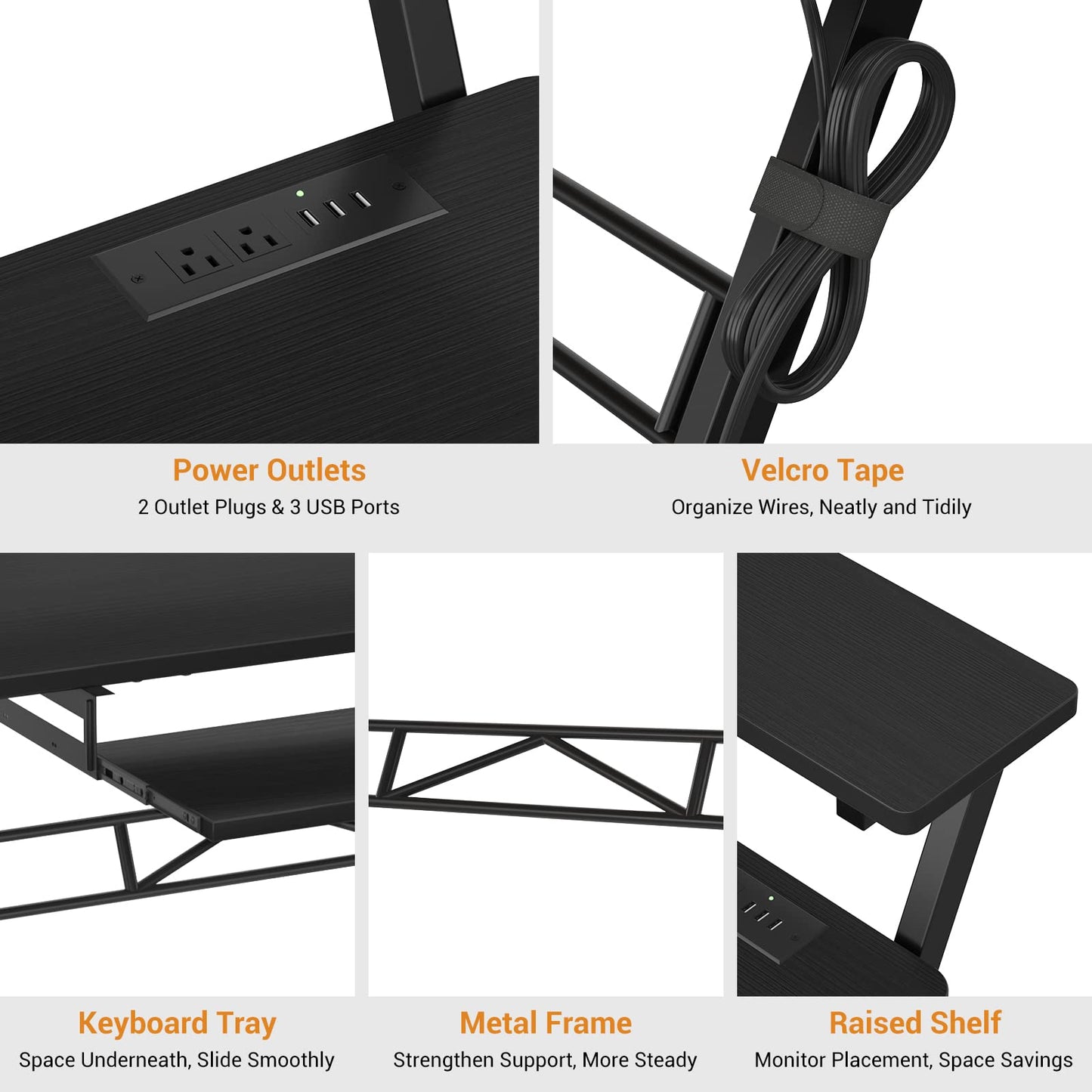 Music Studio Desk Production Workstation - Recording Studio Desk for Producer with Power Outlet, Studio Workstation for Music Recording, Home Studio Table Desk, Black