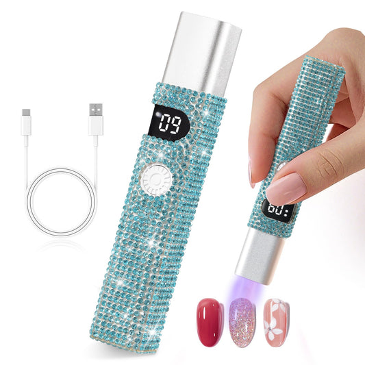CHRISTINE SHELLY Handheld UV Light for Gel Nails, Mini LED Cordless Nail Lamp for Gel Nail Polish, Portable Flash Cure Lamp, Rechargeable USB Nail Dryer with LCD Display Fast Curing Home DIY