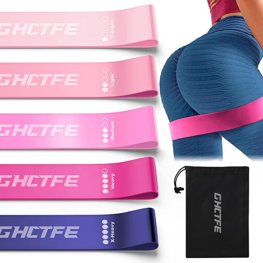 GHCTFE Resistance Loop Exercise Bands Set – Professional Workout Bands for Strength Training, Home Gym & Fitness Equipment, Beginner-Friendly Workout Bands with Manual, 5 Resistance Levels