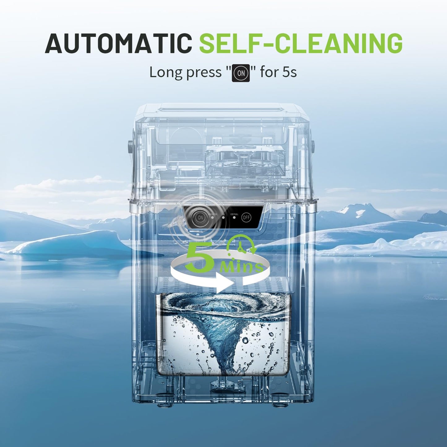 Nugget Countertop Ice Maker with Soft Chewable Ice 40Lbs, Pebble Sonic Ice Machine with Basket and Scoop, Ready in 5 Mins, 40Lbs/24H, Auto Self-Cleaning, for Home, Kitchen, Office, Party, Camping