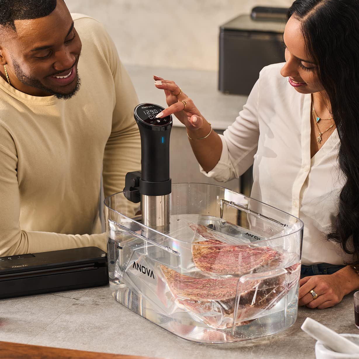 Anova Culinary Sous Vide Precision Cooker 3.0 (WiFi), 1100 Watts & Precision Vacuum Sealer Bag (Rolls),Clear,ANBR01, medium