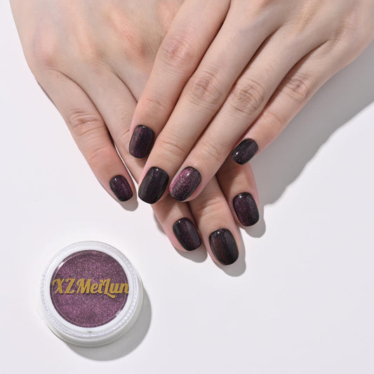 XZMeiLun Chameleon Cat Eye Nail Powder, Big-Capacity 0.8g 9D Magnetic Powder Green Turns Purple Magic Mirror Effect Holographic Nail Art Glitter, Can Mixed with Builder Gel Nail Polish for Use