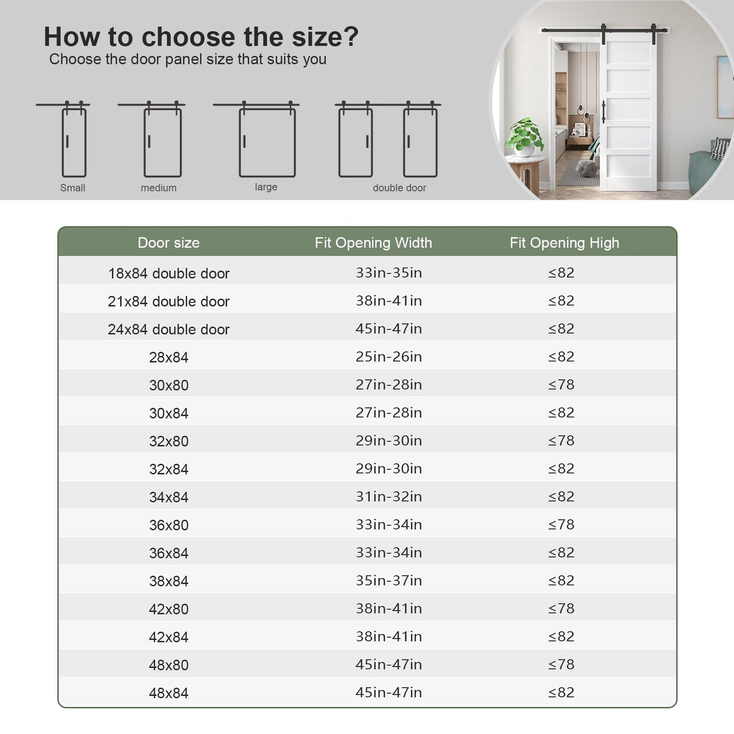 Fredbeck 36inx80in White Barn Door and 6.6FT Sliding Barn Door Hardware Kit Included,Solid,MDF, PVC Surface,DIY Assembly,5-Panel,Fit 33in-34in Opening