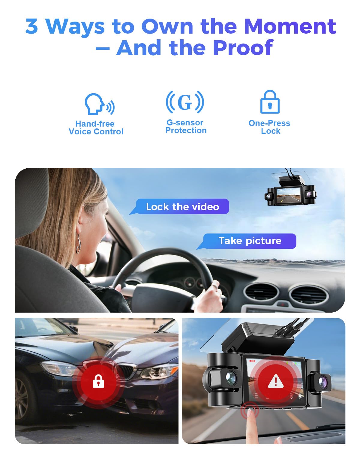 FREEXAR 4K 360° Dash Cam, 4-Channel Dash Camera for Cars, Full Coverage Front Rear Left Right Inside with GPS, 5.8GHz Wi-Fi & App, Night Vision, Voice Control, 24H Parking Mode, 128GB Card Included