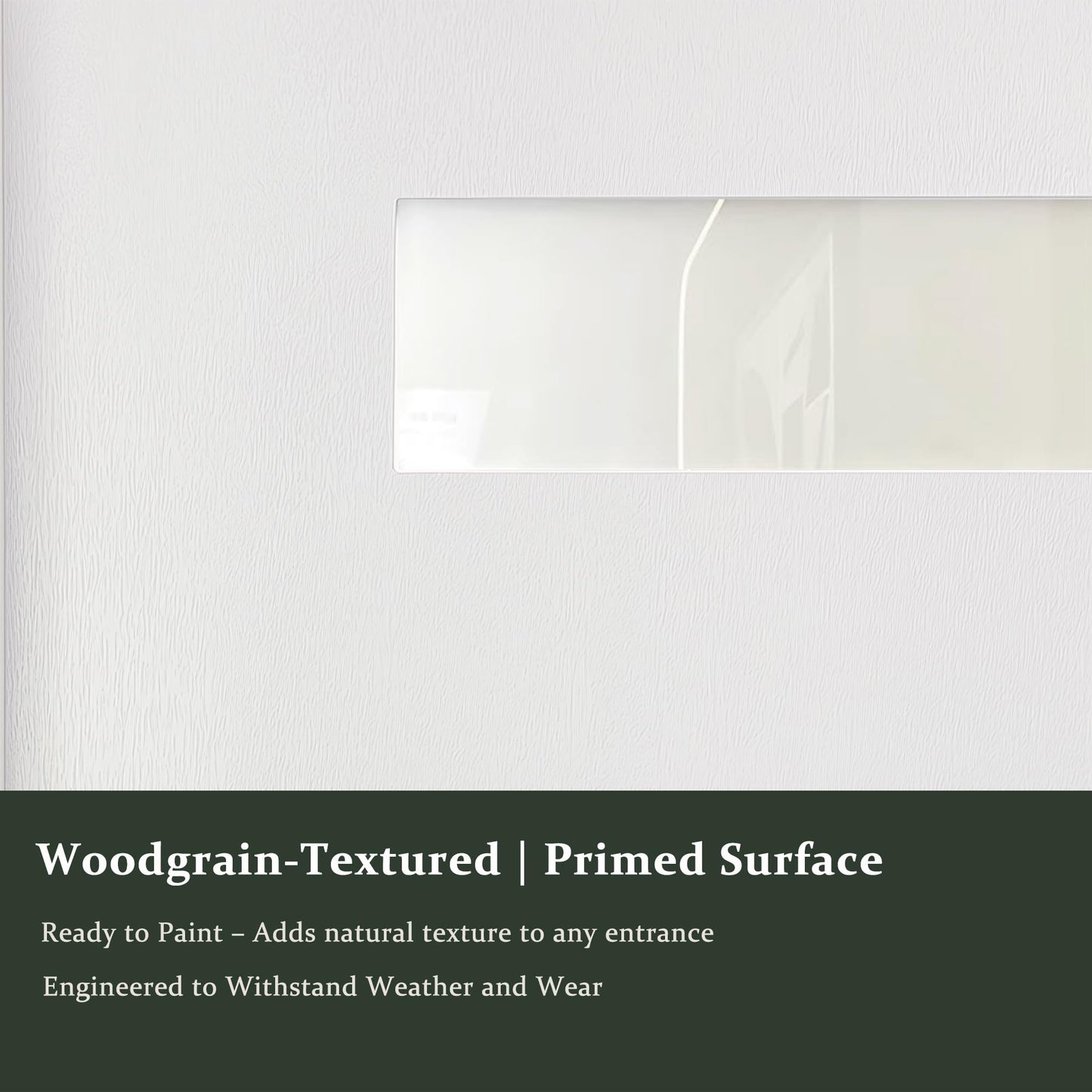 Fiberglass Exterior Front Door 36x80in, Left-Hand Inswing 4-Lite Frosted Glass White Primed Knock-Down French Entry Door with Vinyl Frame and Brickmould