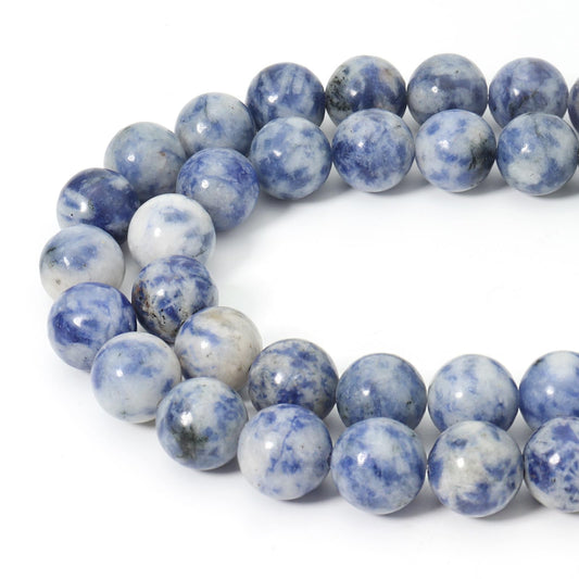 Siomia 60pcs 6mm Natural New Blue Sodalite Gemstone Beads Energy Healing Crystal Round Loose Stone Beads for Jewelry Making, DIY Bracelets Necklaces