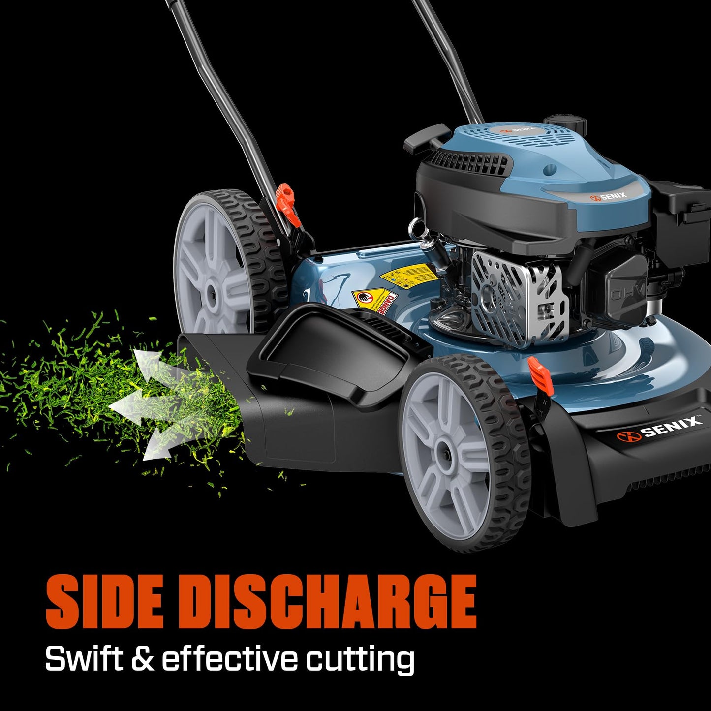 SENIX 144 cc Gas Lawn Mower, 21 inch 2-in-1 Push with Mulching and Side Discharge, 4-Cycle Engine, 6 Position Cutting Height Adjustment for Yard and Garden