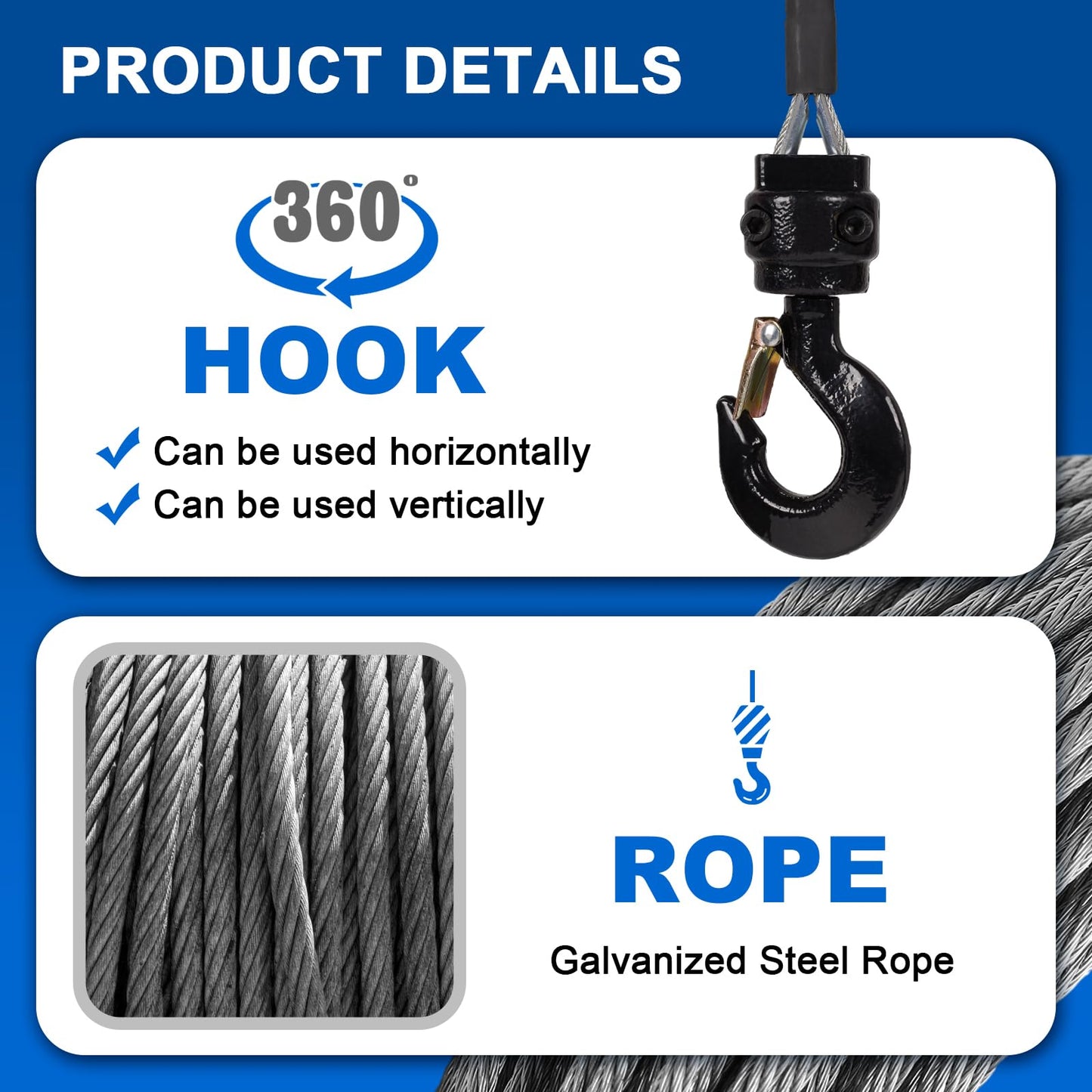 2-in-1 Portable Winch, 1100lbs Electric Hoist Winch Portable Electric Power Winch, 39ft Height Crane Winch Hook Pulley Lifting Strap with Wired & Remote Control fo Lifting Towing